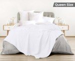 Utopia Bedding White 100% Cotton Waffle Blanket 300 GSM [Queen - 90x90 Inch] Soft Lightweight Breathable Bed Blanket for All Season