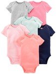 Simple Joys Baby Girls' Short-Sleeve Bodysuit 6-Pack