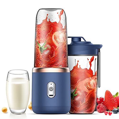 HOVCEH Portable Blender Mini, Fresh Juice Blender, USB Personal Mixer with a Juice Smoothie Cup 6 Blades, 450ml Portable Blender Shakes for Travel, Car, Gym, Personal Baby Food