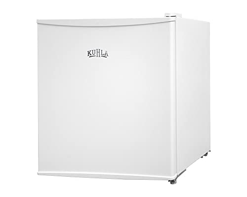 Kuhla 43 Litre Mini Fridge with Ice Box, Inc Adjustable Thermostat, Door Racks and Removable Shelf, Small Drinks Fridge Ideal for Home and Office – White, KTTF4GB