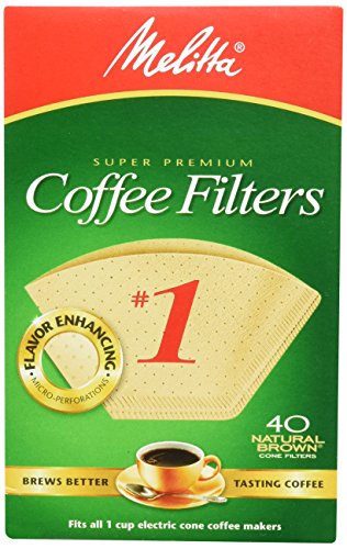 Melitta 620122 40 Count #1 Natural Brown Cone Coffee Filters (Pack of 5) by Melitta