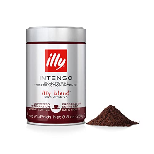 illy Coffee, Intenso Ground Coffee, Dark Roast, Made From 100% Arabica Coffee Beans, 250g