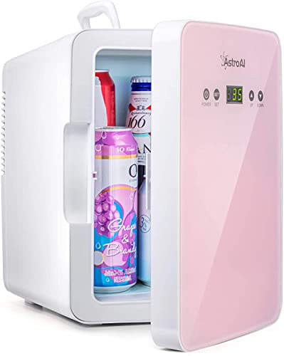 AstroAI Mini Fridge 6 Litre/8 Can Skincare Fridge for Bedroom - With Upgraded Temperature Control Panel, AC/12V DC Thermoelectric Portable Cooler and Warmer