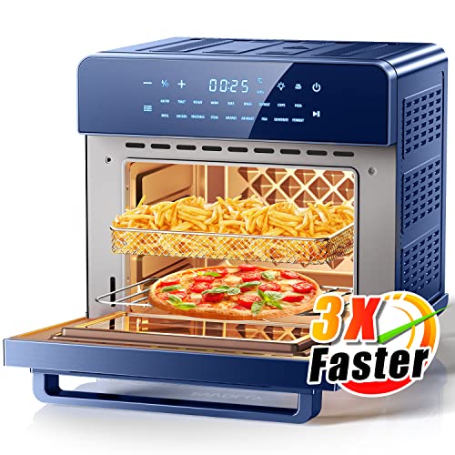 Involly 15L Air Fryer Oven, Countertop Convection Mini Oven, 18 in 1 Digital Table-top Air Fryers Toaster Oven, Compact Electric Pizza Oven, Roast, Bake, Grill and Dehydrate, Stainless Steel, 1600W