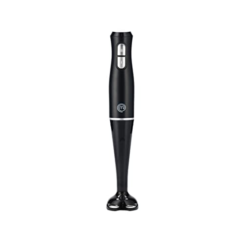 MasterChef Hand Blender Stick, Electric Handheld Food Processor, 2 Blending Speeds, Stainless Steel Blades, Immersion Liquidiser with Removable & Washable Leg, Non-scratch Plastic, 200W, Black