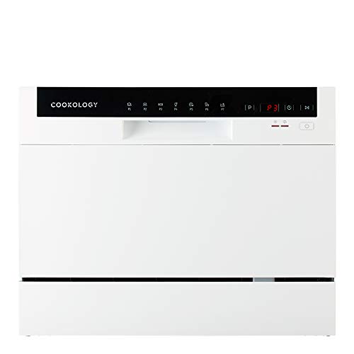 Cookology CTTD6 Compact Mini Portable Counter Top, Tabletop Dishwasher Small, 6 place settings, 6.5 Litre Cycle and 7 Wash Cycles with ECO Friendly Mode - in White