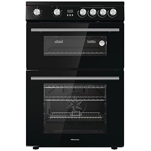 Hisense HDE3211BBUK 60cm Electric Cooker with Ceramic Hob-Black , A Rated Double Oven