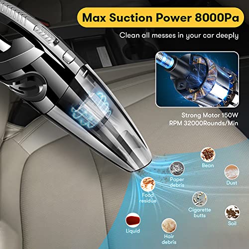Lovcoyo Handheld Vacuum Cleaner, Rechargeable Portable Powerful Cordless Vacuum Cleaner, Hand Held Vacuuming Cordless for Car Cleaning, Pet Hair, Carpets, Beds, Keyboard
