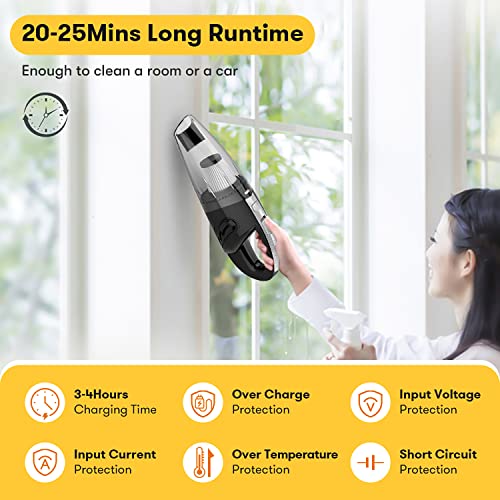 Lovcoyo Handheld Vacuum Cleaner, Rechargeable Portable Powerful Cordless Vacuum Cleaner, Hand Held Vacuuming Cordless for Car Cleaning, Pet Hair, Carpets, Beds, Keyboard