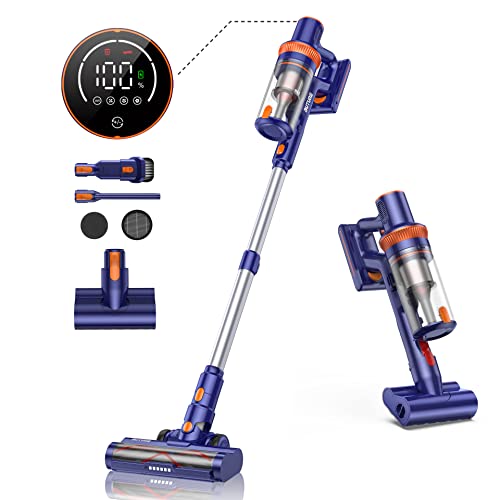 BuTure Cordless Vacuum Cleaner, 400W/33Kpa Stick Vacuum Cleaner with Smart Touch Screen, 50Mins Removable Battery, 1.5L Dust Cup, Powerful Lightweight Cordless Vacuum for Floor/Carpet/Pet Hair