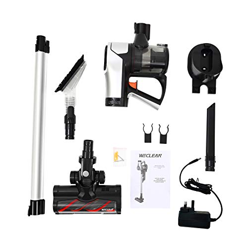 WECLEAN Cordless Vacuum Cleaner 20Kpa Rechargeable Lightweight Stick Vacuum Cleaner with LED Floor Brush, Handheld Vacuum for Home Hard Floor Carpet Pet Car