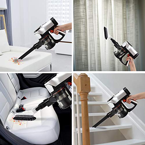 WECLEAN Cordless Vacuum Cleaner 20Kpa Rechargeable Lightweight Stick Vacuum Cleaner with LED Floor Brush, Handheld Vacuum for Home Hard Floor Carpet Pet Car