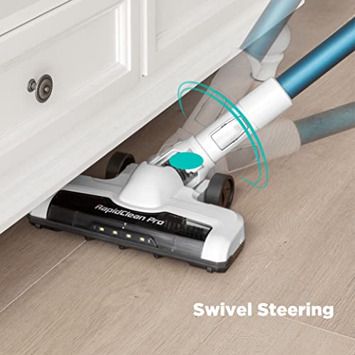 EUREKA RapidClean Pro Lightweight Cordless Vacuum Cleaner, High Efficiency Powerful Digital Motor LED Headlights, Convenient Stick and Handheld Vac, Essential, Blue/White