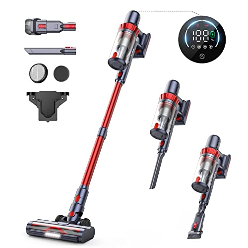 HONITURE Cordless Vacuum Cleaner 33KPa Powerful Stick Vacuum Cleaner with LCD Touch Screen, Up to 50mins, 4 in 1 Lightweight Handheld Cordless Vacuum for Hardwood Floor Carpet Pet Hair Car Stair S13