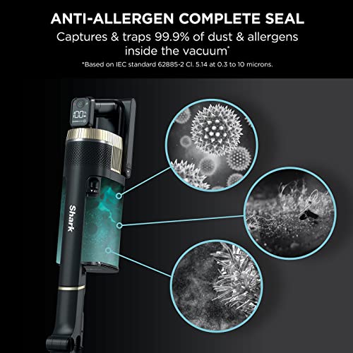 Shark Stratos Cordless Stick Vacuum Cleaner [IZ400UKT], with Anti Hair Wrap Plus & Clean Sense IQ, Pet Pro Model, Single Battery, Charcoal/Brass