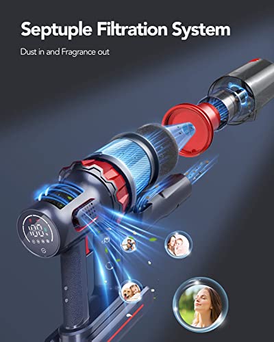 HONITURE Cordless Vacuum Cleaner 33KPa Powerful Stick Vacuum Cleaner with LCD Touch Screen, Up to 50mins, 4 in 1 Lightweight Handheld Cordless Vacuum for Hardwood Floor Carpet Pet Hair Car Stair S13