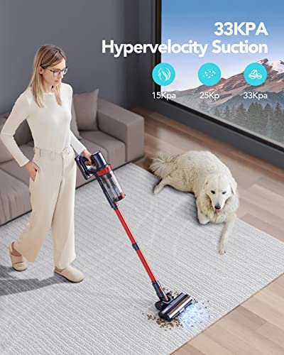 HONITURE Cordless Vacuum Cleaner 33KPa Powerful Stick Vacuum Cleaner with LCD Touch Screen, Up to 50mins, 4 in 1 Lightweight Handheld Cordless Vacuum for Hardwood Floor Carpet Pet Hair Car Stair S13