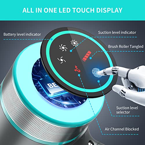 Belife Cordless Vacuum Cleaner, Stick Vacuum with 25Kpa Powerful Suction, 380W Brushless Motor, Up to 40mins Runtime, LED Display, 6 in 1 Lightweight Handheld Vacuum for Hard Floor Carpet Car Pet Hair