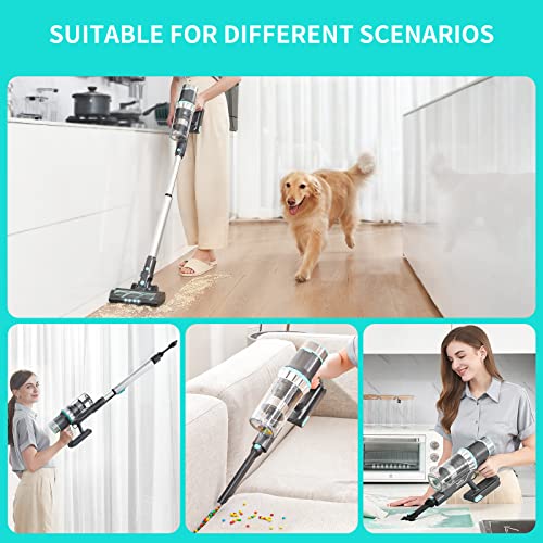 Belife Cordless Vacuum Cleaner, Stick Vacuum with 25Kpa Powerful Suction, 380W Brushless Motor, Up to 40mins Runtime, LED Display, 6 in 1 Lightweight Handheld Vacuum for Hard Floor Carpet Car Pet Hair