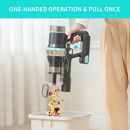 Belife Cordless Vacuum Cleaner, Stick Vacuum with 25Kpa Powerful Suction, 380W Brushless Motor, Up to 40mins Runtime, LED Display, 6 in 1 Lightweight Handheld Vacuum for Hard Floor Carpet Car Pet Hair
