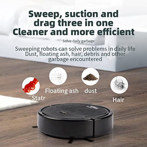 Automatic Robot Vacuum Cleaner - Rechargeable Household Robot Vacuum Cleaner Smart Sweeping Mopping Robot Easy Operation Robotic Vacuums Floor Cleaning Machine , Ideal for Pet Hair Hard Floor