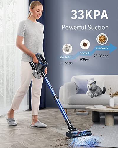 Cordless Vacuum Cleaner 400W/33KPa Powerful Stick Vacuum Cleaner with LCD Touch Screen, 55Min Runtime Battery, 4 in 1 Lightweight Handheld Cordless Vacuum for Carpet Pet Hair Floors HONITURE S12