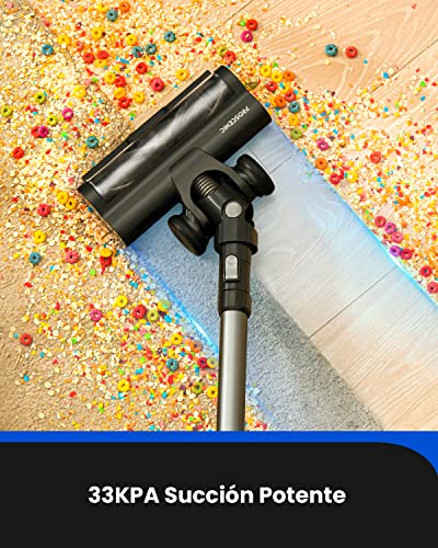 Proscenic P12 Cordless Vacuum Cleaner, 33Kpa Stick Vacuum Cleaner, Green LED Headlights, Anti-Hair-Tangle Brush, Powerful Cordless Hoover with Touch Display, 60min Runtime, Deep Clean for Pet Hair