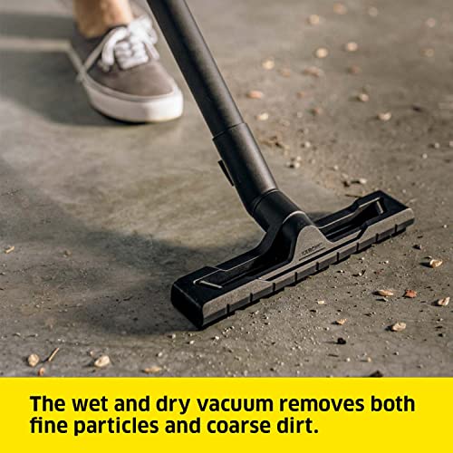 Kärcher Wet & Dry Vacuum Cleaner WD 2 Plus, blowing function, power: 1000w, plastic container: 12 l, suction hose: 1.8 m, incl. cartridge filter, floor and crevice nozzle, Yellow