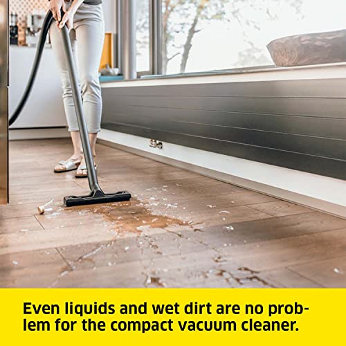 Kärcher Wet & Dry Vacuum Cleaner WD 2 Plus, blowing function, power: 1000w, plastic container: 12 l, suction hose: 1.8 m, incl. cartridge filter, floor and crevice nozzle, Yellow