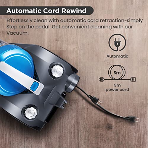 EUREKA Whirlwind Cylinder Vacuum,Bagless Vacuum Cleaners for Hardfloor, Carpet & Car, Compact & Lightweight, 700W, 1.5L