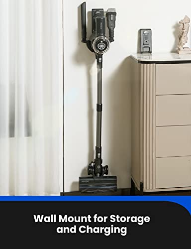 Proscenic P12 Cordless Vacuum Cleaner, 33Kpa Stick Vacuum Cleaner, Green LED Headlights, Anti-Hair-Tangle Brush, Powerful Cordless Hoover with Touch Display, 60min Runtime, Deep Clean for Pet Hair