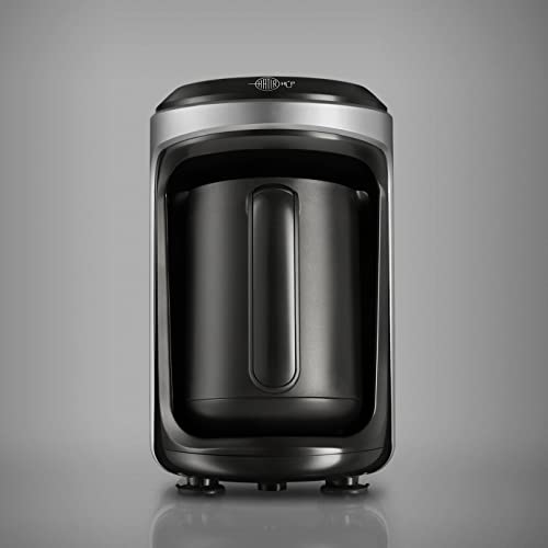 KARACA Hatır Hüp Turkish Coffee Machine, Automatic One-Button Turkish Coffee Brewing Pot, Serve 5 Cups of Turkish Coffee at One-Brew, Black/Anthracite