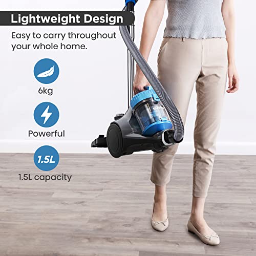 EUREKA Whirlwind Cylinder Vacuum,Bagless Vacuum Cleaners for Hardfloor, Carpet & Car, Compact & Lightweight, 700W, 1.5L