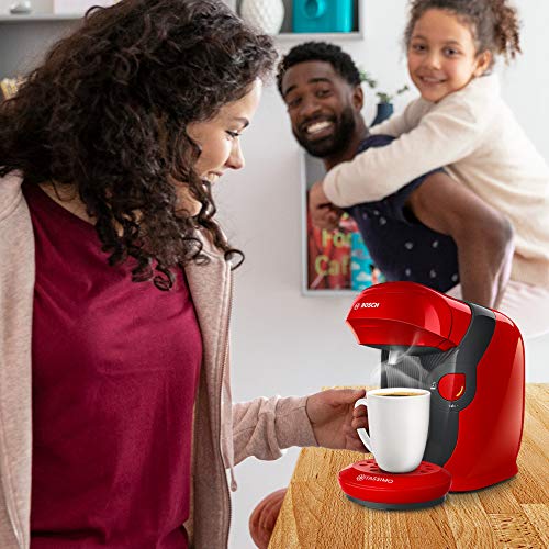 Bosch TAS1103 Tassimo Style Coffee Machine by Bosch, Over 70 Drinks, Fully Automatic, Suitable for All Cups, Space Saving, 1400 W, Red/Anthracite