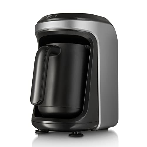 KARACA Hatır Hüp Turkish Coffee Machine, Automatic One-Button Turkish Coffee Brewing Pot, Serve 5 Cups of Turkish Coffee at One-Brew, Black/Anthracite