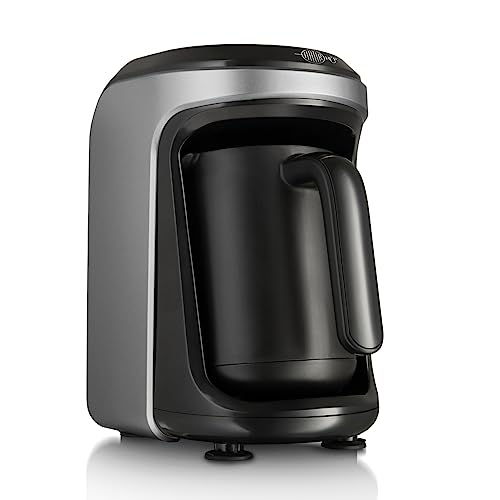 KARACA Hatır Hüp Turkish Coffee Machine, Automatic One-Button Turkish Coffee Brewing Pot, Serve 5 Cups of Turkish Coffee at One-Brew, Black/Anthracite