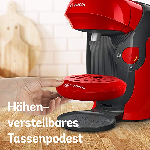 Bosch TAS1103 Tassimo Style Coffee Machine by Bosch, Over 70 Drinks, Fully Automatic, Suitable for All Cups, Space Saving, 1400 W, Red/Anthracite