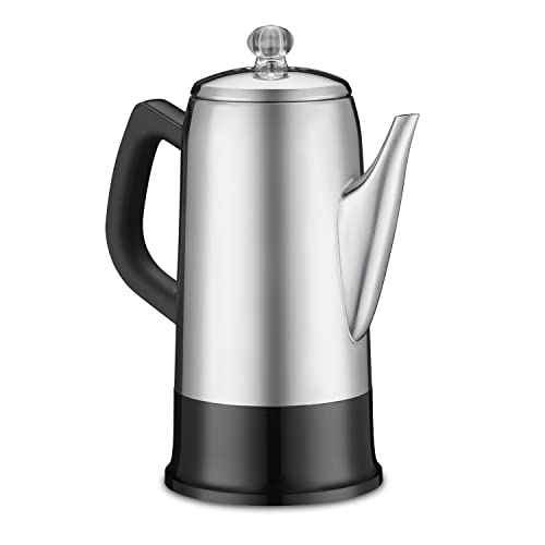 FTJYCU PRC-12 Coffee Percolator, Stainless Steel, Black/Stianless