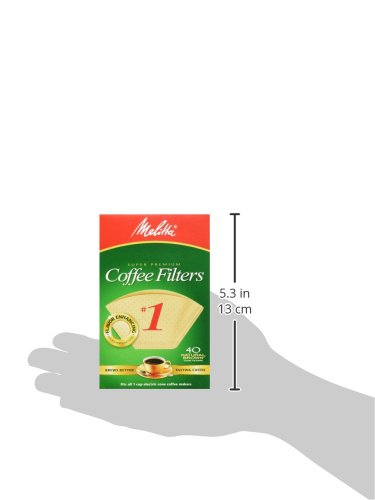 Melitta 620122 40 Count #1 Natural Brown Cone Coffee Filters (Pack of 5) by Melitta