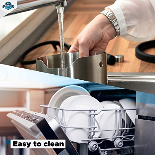 HOME DEPT Espresso knock box large and coffee grounds container. Stainless steel espresso machine accessories. Shock-absorbent knock bar with silicone cover for easy coffee ground disposal.