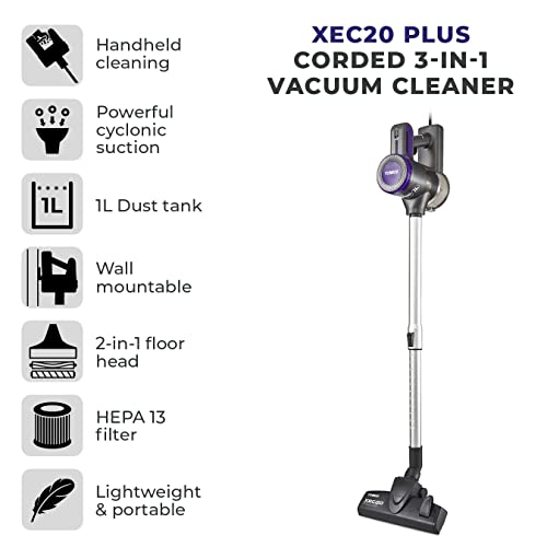 Tower T513005 Pro XEC20 Corded 3-in-1 Vacuum Cleaner with Cyclonic Suction, Built-in HEPA 13 and Detachable Handheld Mode