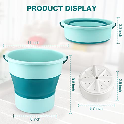 BAOK Mini Washing Machine, 10L Portable Foldable Laundry Tub Washing Machines, Ultrasonic Turbine Washer with USB, Suitable for Home Travel Apartments Dorms Socks Underwear Bra