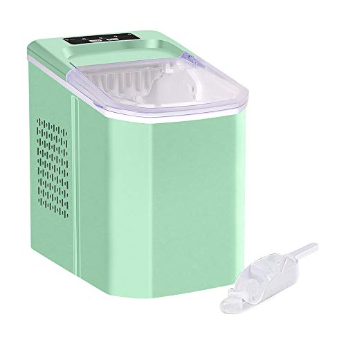 Electric Ice Maker Machine Countertop 12KG/24hrs for Home Kitchen, Portable Bullet Shape Ice Cube Making Machine Small with Ice Scoop and Basket for Office Bar (Green)
