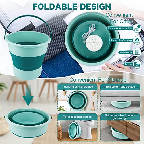 BAOK Mini Washing Machine, 10L Portable Foldable Laundry Tub Washing Machines, Ultrasonic Turbine Washer with USB, Suitable for Home Travel Apartments Dorms Socks Underwear Bra