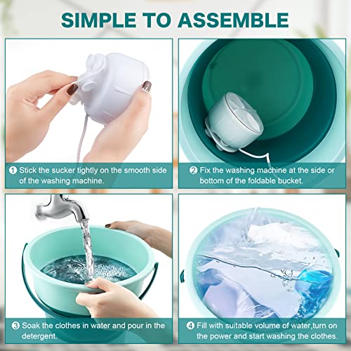 BAOK Mini Washing Machine, 10L Portable Foldable Laundry Tub Washing Machines, Ultrasonic Turbine Washer with USB, Suitable for Home Travel Apartments Dorms Socks Underwear Bra