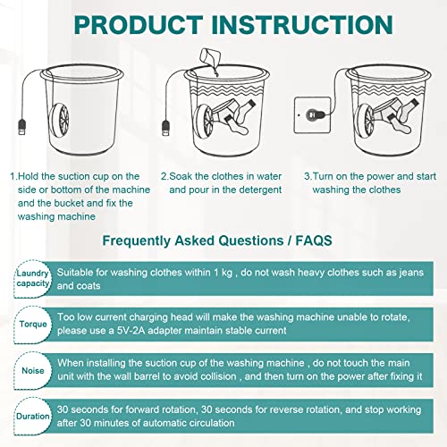 BAOK Mini Washing Machine, 10L Portable Foldable Laundry Tub Washing Machines, Ultrasonic Turbine Washer with USB, Suitable for Home Travel Apartments Dorms Socks Underwear Bra