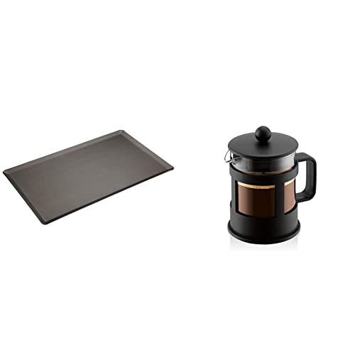 MasterClass Commercial Baking Sheet, Non Stick Tray, 1.2 mm Carbon Steel, Gastronorm Size 1/1 (53 x 33 cm), Black & BODUM 1784-01 Kenya 4 Cup French Press Coffee Maker, Black, 0.5 l, 17 oz