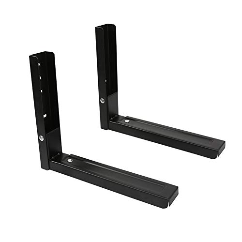 Universal Microwave Wall mounting Bracket, 2 Pack of Foldable Kitchen Stretch Oven Stand Shelf Rack, Heavy Duty Microwave Holder for Grill/Coffee Machine, Max. Load 100 lb, Black