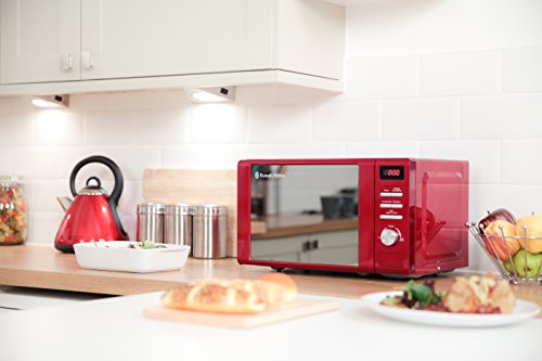 Russell Hobbs RHM2064R 20 Litre 800 W Red Digital Heritage Microwave with 5 Power Levels, Automatic and Weighted Defrost Settings, 8 Auto Cook Menus, Clock & Timer, Easy Clean