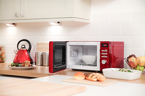 Russell Hobbs RHM2064R 20 Litre 800 W Red Digital Heritage Microwave with 5 Power Levels, Automatic and Weighted Defrost Settings, 8 Auto Cook Menus, Clock & Timer, Easy Clean